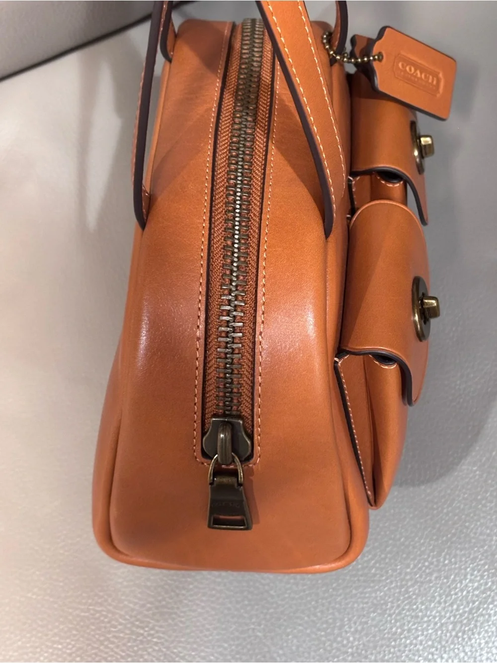 Coach Leather Satchel twin turnlock top handle handbag *like new*